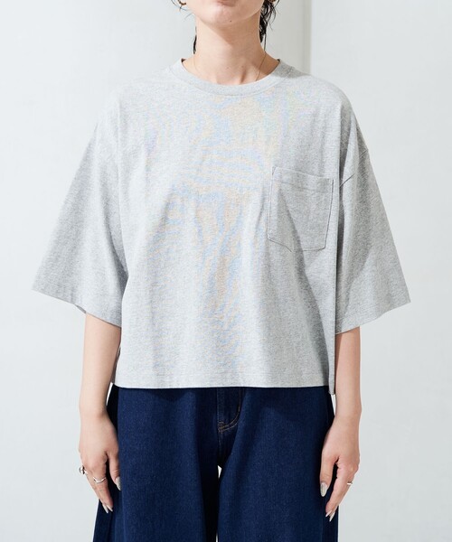 FREAK'S STORE（フリークスストア）の「限定展開　クロップド丈 ポケット 半袖 Tシャツ（Tシャツ/カットソー・レディース・ブラック/ブラウン/レッド/オフホワイト/ブルー/グレー/ナチュラル・ﾌﾘ-）」の18枚目の写真