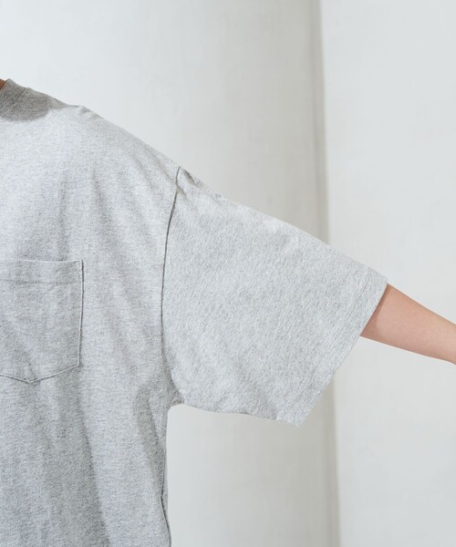 FREAK'S STORE（フリークスストア）の「限定展開　クロップド丈 ポケット 半袖 Tシャツ（Tシャツ/カットソー・レディース・ブラック/ブラウン/レッド/オフホワイト/ブルー/グレー/ナチュラル・ﾌﾘ-）」の10枚目の写真