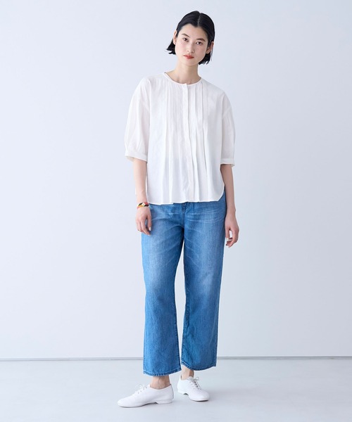 【値下げ】新品　NIMES リネン ブラウス NIMES（ニーム）の「リネンレーヨンタックブラウス（シャツ