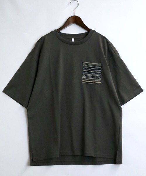 おしゃれスタ(オシャレスタ)の「バルファスレースポケット クルーネック半袖Tシャツ【IR】 オーバーサイズ メンズ レディース(Tシャツ/カットソー・メンズ・ホワイト/ブラック/チャコールグレー・XL/L/M)」の5枚目の写真