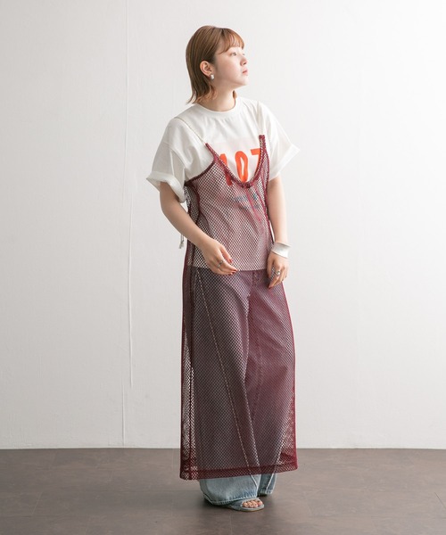 KBF（ケイビーエフ）の「Iラインメッシュワンピース（ワンピース・レディース・ネイビー/ボルドー・ONE）」の7枚目の写真