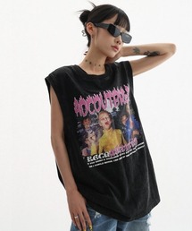 mushwear | american retro print wash sleeveless T-shirt(Tシャツ/カットソー)