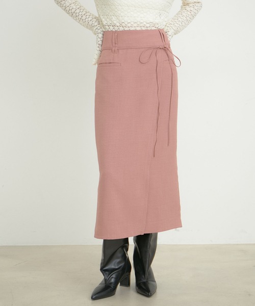 VIS（ビス）の「美easyラップ風リボンベルトスカート（スカート・レディース・キナリ/グリーン/グレー/ダークブラウン/ピンク系その他2・S/M）」の5枚目の写真