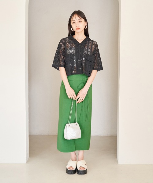 VIS（ビス）の「美easyラップ風リボンベルトスカート（スカート・レディース・キナリ/グリーン/グレー/ダークブラウン/ピンク系その他2・S/M）」の15枚目の写真