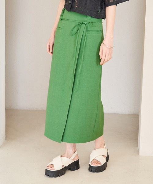 VIS（ビス）の「美easyラップ風リボンベルトスカート（スカート・レディース・キナリ/グリーン/グレー/ダークブラウン/ピンク系その他2・S/M）」の18枚目の写真