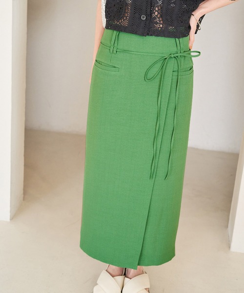 VIS（ビス）の「美easyラップ風リボンベルトスカート（スカート・レディース・キナリ/グリーン/グレー/ダークブラウン/ピンク系その他2・S/M）」の20枚目の写真