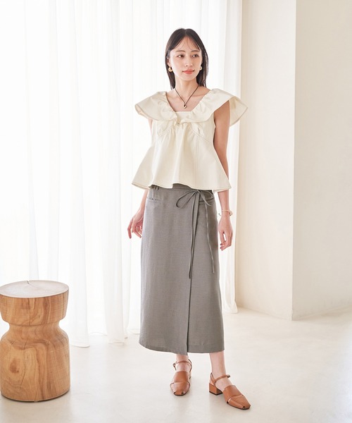 VIS（ビス）の「美easyラップ風リボンベルトスカート（スカート・レディース・キナリ/グリーン/グレー/ダークブラウン/ピンク系その他2・S/M）」の14枚目の写真