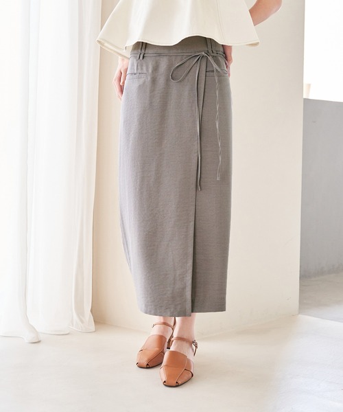 VIS（ビス）の「美easyラップ風リボンベルトスカート（スカート・レディース・キナリ/グリーン/グレー/ダークブラウン/ピンク系その他2・S/M）」の9枚目の写真