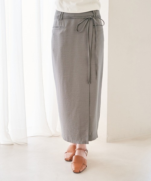 VIS（ビス）の「美easyラップ風リボンベルトスカート（スカート・レディース・キナリ/グリーン/グレー/ダークブラウン/ピンク系その他2・S/M）」の11枚目の写真