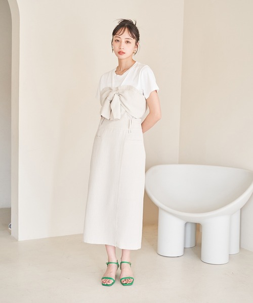 VIS（ビス）の「美easyラップ風リボンベルトスカート（スカート・レディース・キナリ/グリーン/グレー/ダークブラウン/ピンク系その他2・S/M）」の21枚目の写真