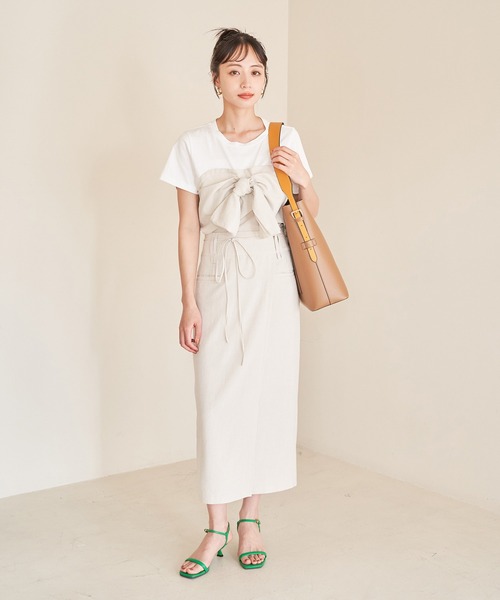 VIS（ビス）の「美easyラップ風リボンベルトスカート（スカート・レディース・キナリ/グリーン/グレー/ダークブラウン/ピンク系その他2・S/M）」の22枚目の写真