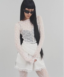 Carmelo（カーメロ）の「Lace serre tops / レーススキンフーディトップス（その他トップス）」