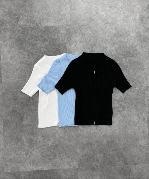 タフタスパイラルラッフルハーフスリーブトップ（Tシャツ
