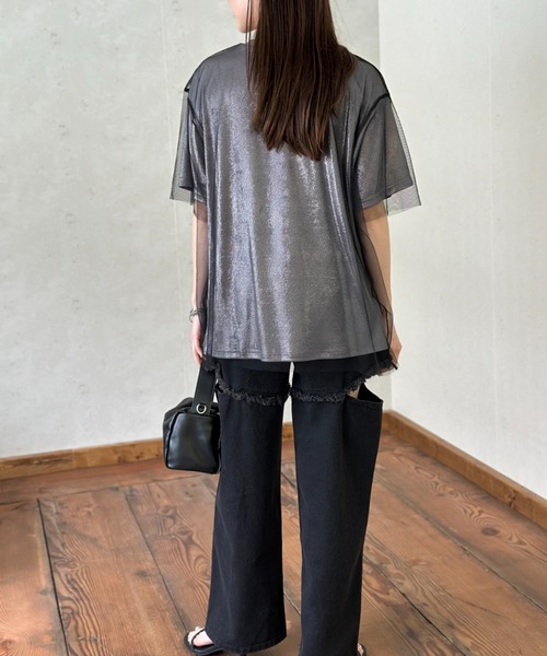 新品タグ付MICALLEMICALLE デニム ドッキング カットソー Tシャツ 新品タグ付MICALLEMICALLE デニム ドッキング カットソー T