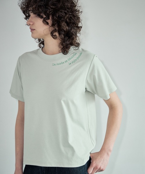 Formeque（フォルミーク）の「【Formeque】ロゴ刺繍Tシャツ（Tシャツ/カットソー・レディース・ホワイト/グリーン・FREE）」の2枚目の写真