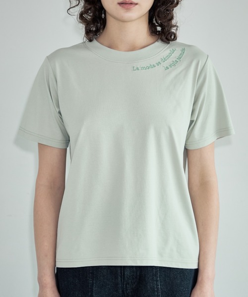 Formeque（フォルミーク）の「【Formeque】ロゴ刺繍Tシャツ（Tシャツ/カットソー・レディース・ホワイト/グリーン・FREE）」の10枚目の写真