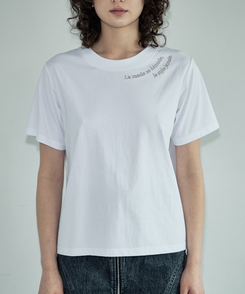 Formeque（フォルミーク）の「【Formeque】ロゴ刺繍Tシャツ（Tシャツ/カットソー・レディース・ホワイト/グリーン・FREE）」の5枚目の写真