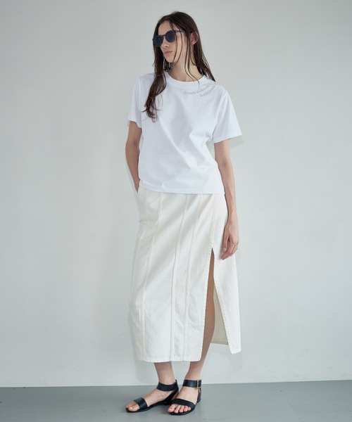 Formeque（フォルミーク）の「【Formeque】ロゴ刺繍Tシャツ（Tシャツ/カットソー・レディース・ホワイト/グリーン・FREE）」の3枚目の写真