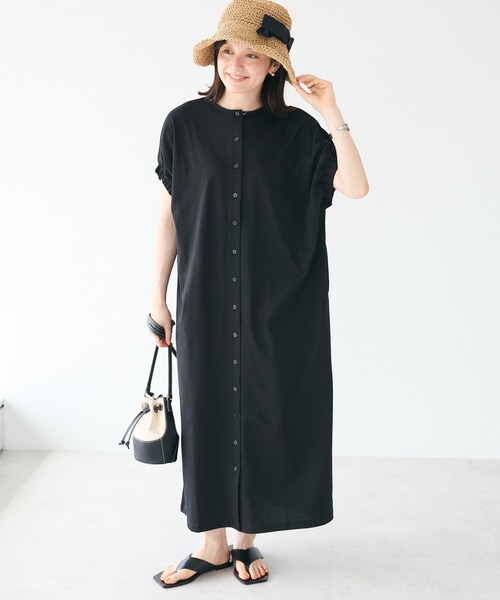 CRAFT STANDARD BOUTIQUE(クラフトスタンダードブティック)の「接触冷感/抗菌防臭/ 前後2WAY半袖ワンピース(ワンピース・レディース・ブラック/アイボリー/サックスブルー・FREE)」の1枚目の写真