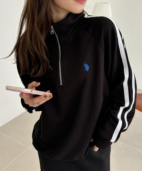 U.S. POLO ASSN.（ユーエスポロアッスン）の「Ada./U.S. POLO ASSN.ユーエスポロアッスン ラインデザインハーフジップスウェット（スウェット・レディース・オフホワイト/グレー/ブラック/ネイビー/レッド/ベージュ・M/L）」の22枚目の写真