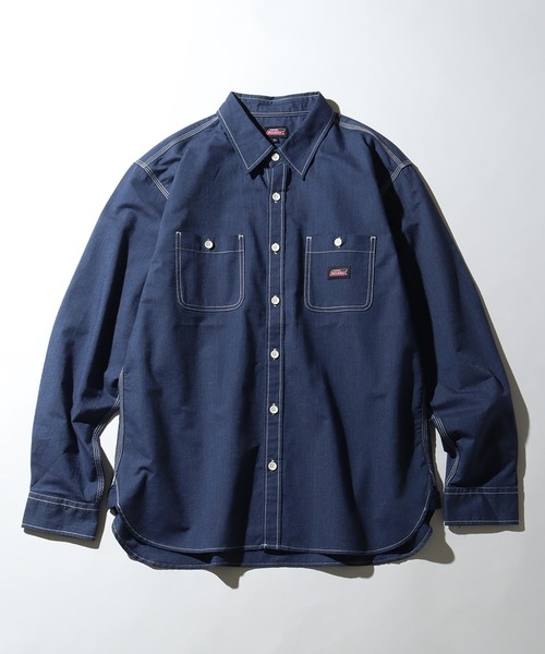 Dickies(ディッキーズ)の「【GENUINE DICKIES/ジェニュインディッキーズ】オックス 長袖 ワークシャツ(シャツ/ブラウス・メンズ・ネイビー/ホワイト/コバルトブルー/ブルー系その他・M/L/XL)」の3枚目の写真