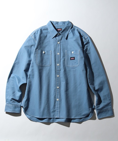 Dickies(ディッキーズ)の「【GENUINE DICKIES/ジェニュインディッキーズ】オックス 長袖 ワークシャツ(シャツ/ブラウス・メンズ・ネイビー/ホワイト/コバルトブルー/ブルー系その他・M/L/XL)」の2枚目の写真