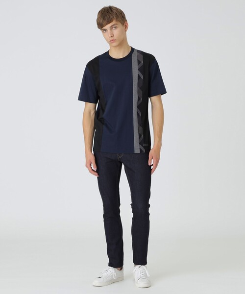 BLACK LABEL CRESTBRIDGE（ブラックレーベル・クレストブリッジ）の「【一部店舗限定】ストライプパッチワークTシャツ（Tシャツ/カットソー・メンズ・ネイビー/オフホワイト/ブラック・M/L/XL）」の8枚目の写真