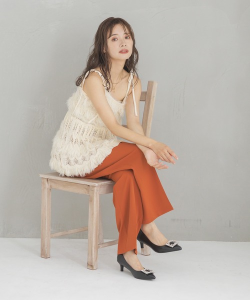 mysty woman（ミスティウーマン）の「ビシルエットストレートパンツ 144247（スラックス・レディース・ブラック/グレー/アイボリー/オレンジ・SMALL/MEDIUM）」の9枚目の写真