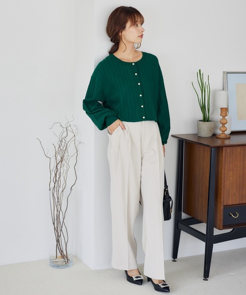 mysty woman（ミスティウーマン）の「ビシルエットストレートパンツ 144247（スラックス・レディース・ブラック/グレー/アイボリー/オレンジ・SMALL/MEDIUM）」の6枚目の写真