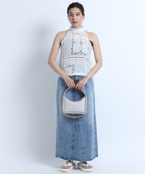 eL（エル）の「【eL】 Panel Lace Halterneck Shirt/125344（シャツ/ブラウス・レディース・オフホワイト/ブラック・FREE）」の3枚目の写真