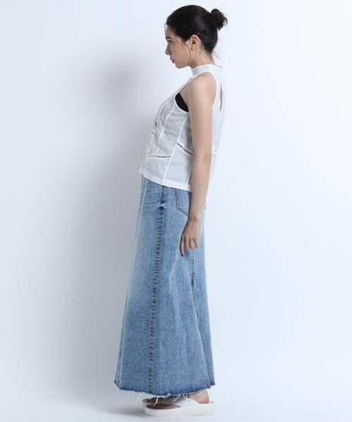 eL（エル）の「【eL】 Panel Lace Halterneck Shirt/125344（シャツ/ブラウス・レディース・オフホワイト/ブラック・FREE）」の4枚目の写真