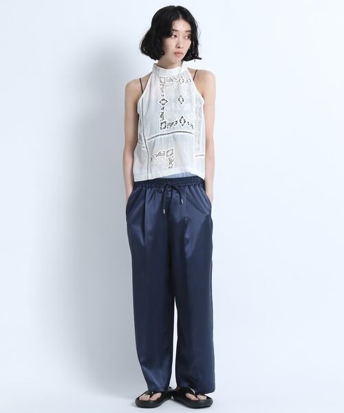 eL（エル）の「【eL】 Panel Lace Halterneck Shirt/125344（シャツ/ブラウス・レディース・オフホワイト/ブラック・FREE）」の7枚目の写真