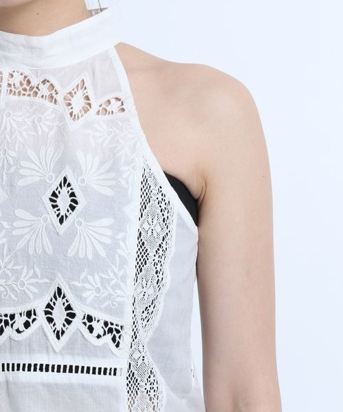 eL（エル）の「【eL】 Panel Lace Halterneck Shirt/125344（シャツ/ブラウス・レディース・オフホワイト/ブラック・FREE）」の18枚目の写真