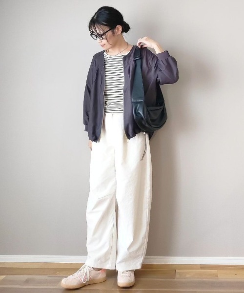 idem イデム バイカラーラインブルゾン idem（イデム）の「bicolor line blouson/リボン付ナイロン