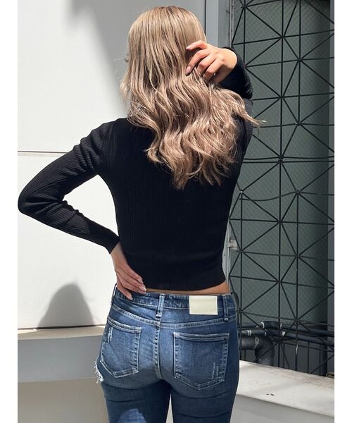 GYDA(ジェイダ)の「Vネックリブニットトップス(ニット/セーター・レディース・ブラック/その他1/オフホワイト・FREE)」の19枚目の写真