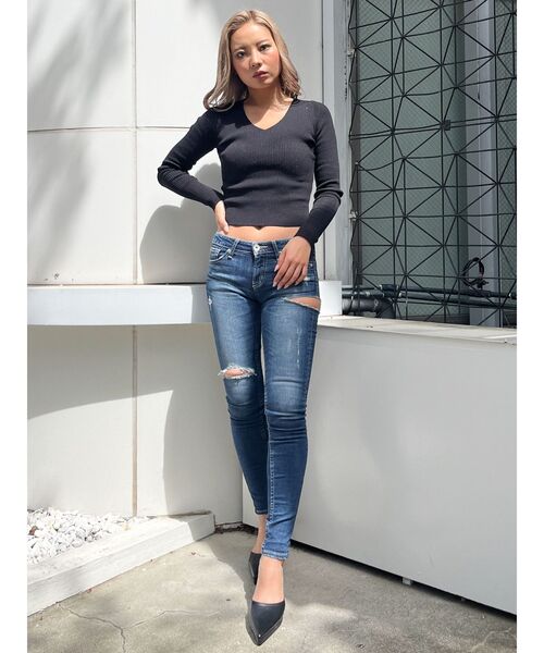 GYDA(ジェイダ)の「Vネックリブニットトップス(ニット/セーター・レディース・ブラック/その他1/オフホワイト・FREE)」の18枚目の写真