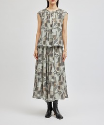 ROPE' | プリントギャザーフレアスカート/セットアップ対応(スカート)