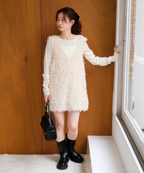 Kastane（カスタネ）の「【裏地なし】ファーロングベスト（ベスト・レディース・アイボリー/ブラック・FREE）」の5枚目の写真