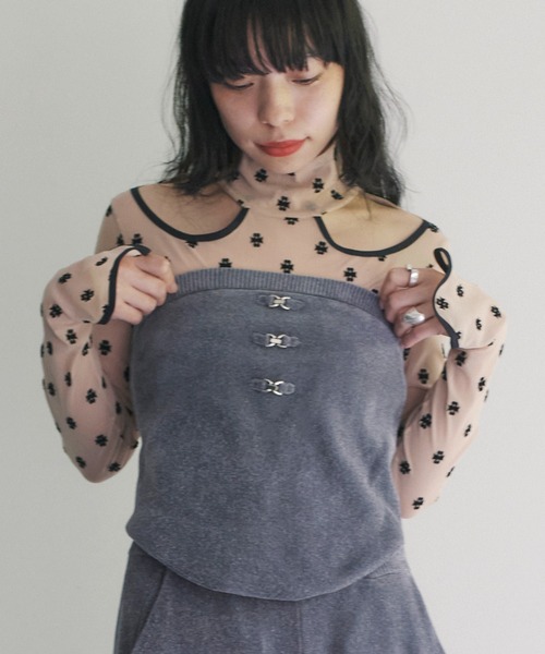 SORIN（ソリン　）の「Velour Yarn Metallic Ribbon Bare Top（ニット/セーター・レディース・マスタード/ダークブルー/グレー・38）」の2枚目の写真