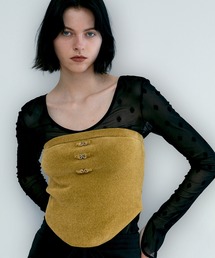 Velour Yarn Metallic Ribbon Bare Top