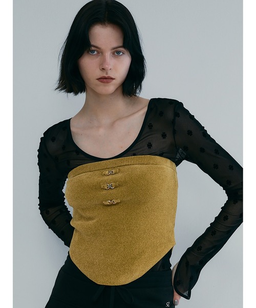 SORIN（ソリン　）の「Velour Yarn Metallic Ribbon Bare Top（ニット/セーター・レディース・マスタード/ダークブルー/グレー・38）」の10枚目の写真