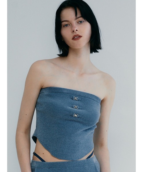 SORIN（ソリン　）の「Velour Yarn Metallic Ribbon Bare Top（ニット/セーター・レディース・マスタード/ダークブルー/グレー・38）」の21枚目の写真