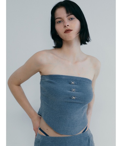 SORIN（ソリン　）の「Velour Yarn Metallic Ribbon Bare Top（ニット/セーター・レディース・マスタード/ダークブルー/グレー・38）」の20枚目の写真