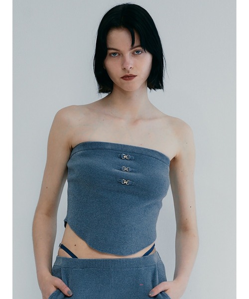 SORIN（ソリン　）の「Velour Yarn Metallic Ribbon Bare Top（ニット/セーター・レディース・マスタード/ダークブルー/グレー・38）」の19枚目の写真