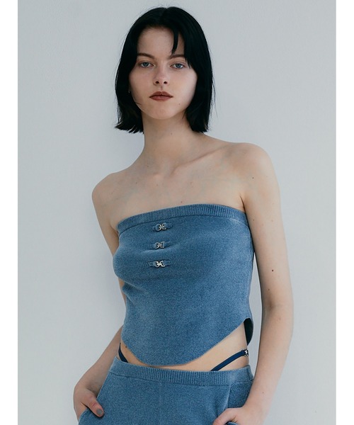 SORIN（ソリン　）の「Velour Yarn Metallic Ribbon Bare Top（ニット/セーター・レディース・マスタード/ダークブルー/グレー・38）」の18枚目の写真