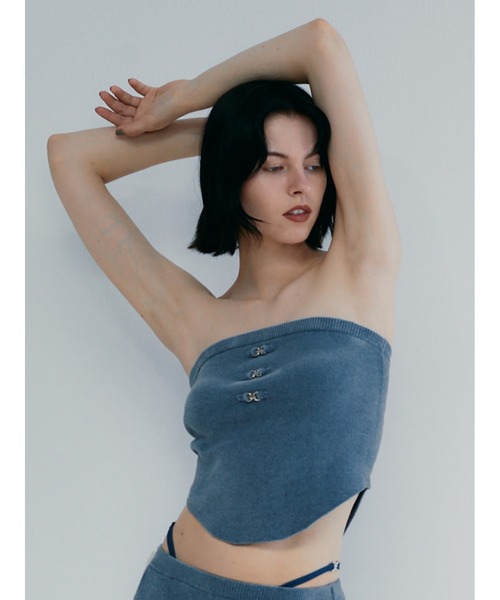 SORIN（ソリン　）の「Velour Yarn Metallic Ribbon Bare Top（ニット/セーター・レディース・マスタード/ダークブルー/グレー・38）」の17枚目の写真