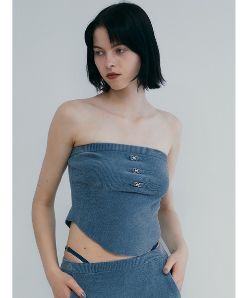 SORIN（ソリン　）の「Velour Yarn Metallic Ribbon Bare Top（ニット/セーター・レディース・マスタード/ダークブルー/グレー・38）」の15枚目の写真