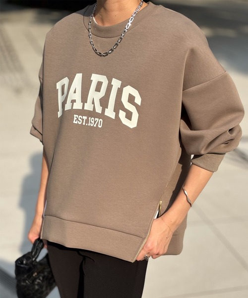 Emma Taylor（エマテイラー）の「サイドジップダンボールアソートプリントプルオーバー（Tシャツ/カットソー・レディース・ライトベージュ/モカ/ネイビー/グレー/ブラック/チャコールグレー・FREE）」の8枚目の写真