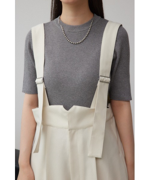 AZUL by moussy（アズールバイマウジー）の「リネンライクワイドハイウエストサロペット（つなぎ/オールインワン・レディース・アイボリー/ブラック・SMALL/MEDIUM）」の20枚目の写真