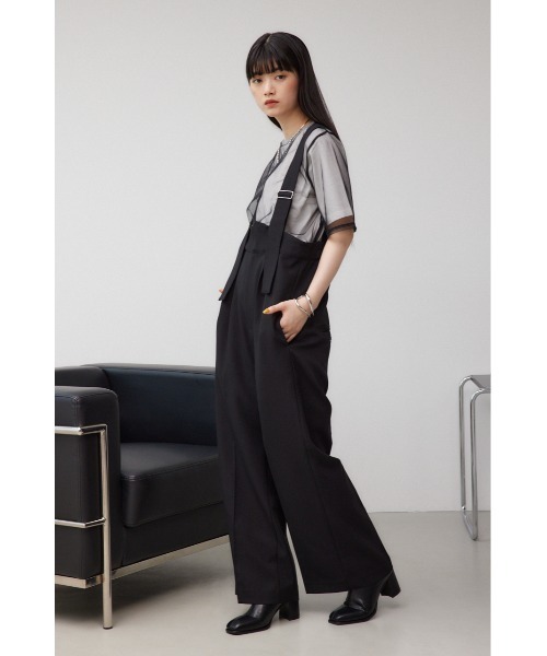 AZUL by moussy（アズールバイマウジー）の「リネンライクワイドハイウエストサロペット（つなぎ/オールインワン・レディース・アイボリー/ブラック・SMALL/MEDIUM）」の13枚目の写真